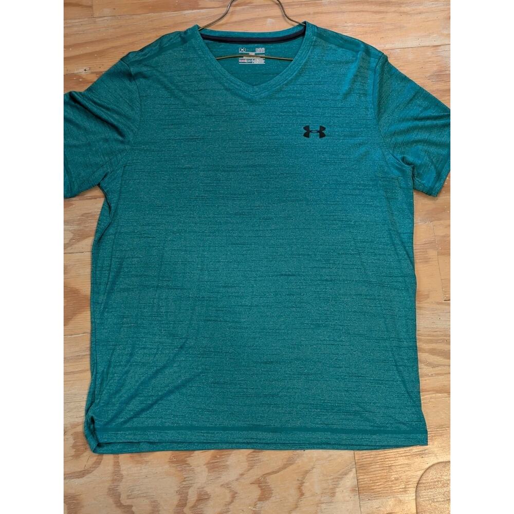 Under Armour Men’s HeatGear T-Shirt Large Green Short Sleeve Athletic Workout